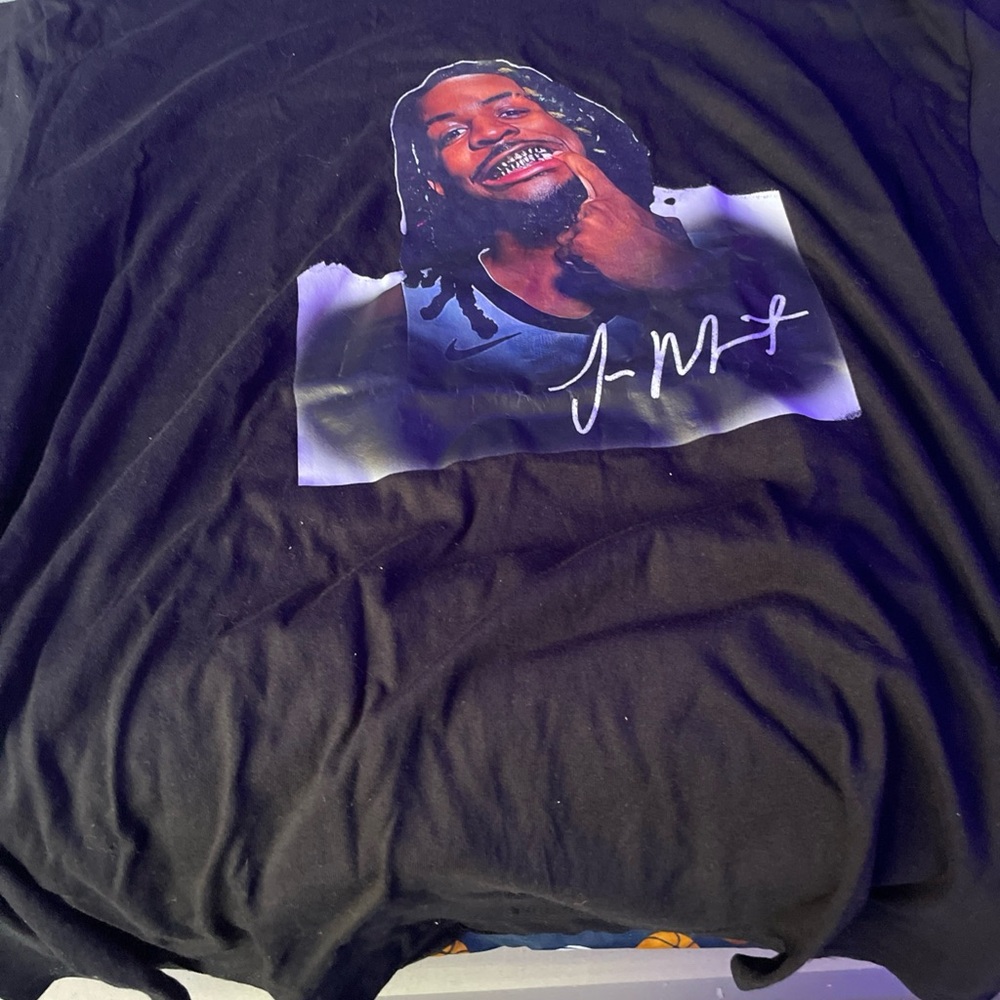 Gildan Black Graphic Tee with Purple Accents